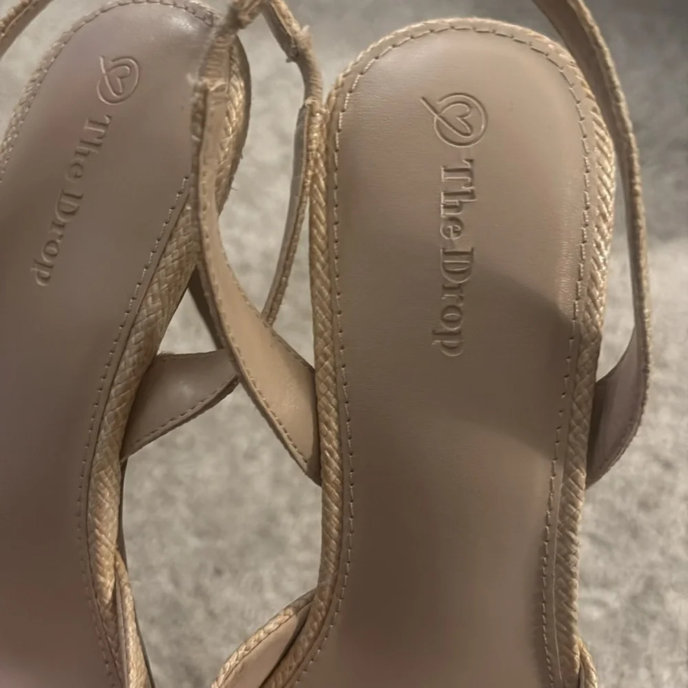 The Drop klara Chic Tan Slingback Heels raffia rattan size 10 - Picture 4 of 9